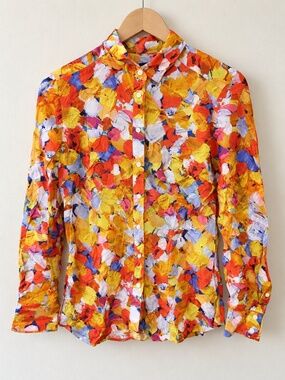 Sportscraft Silk Blend Abstract Print Button Down Shirt